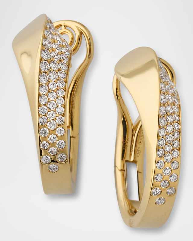 18K Yellow Gold Crivelli Diamond Hoop Earrings